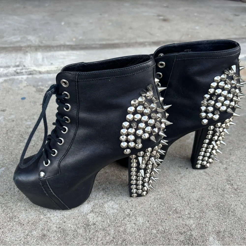 Jeffrey Campbell Black Spiked Ankle Boots - Picture 1 of 4